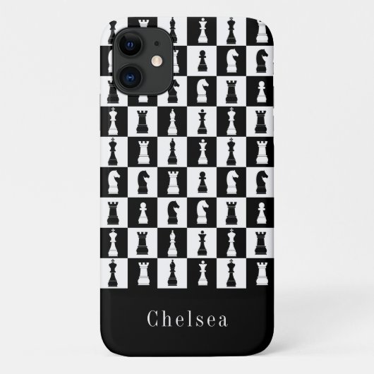 チェスゲームの駒の模様 黒と白 名前 Case-Mate iPhoneケース (裏面)