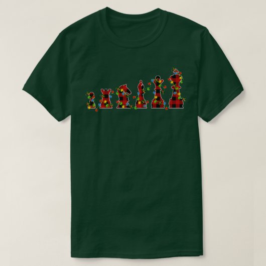 チェスゲームオーバークリスマスライト水牛プレイドチェスC Tシャツ (デザイン正面)
