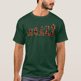 チェスゲームオーバークリスマスライト水牛プレイドチェスC Tシャツ