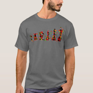 チェスゲームオーバークリスマスライト水牛プレイドチェスC Tシャツ