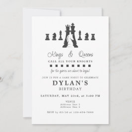 チェスゲームナイト任意の年齢の誕生日はあなたの騎士を呼ぶ 招待状