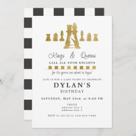 チェスゲームナイト誕生日コール騎士金ゴールド 招待状
