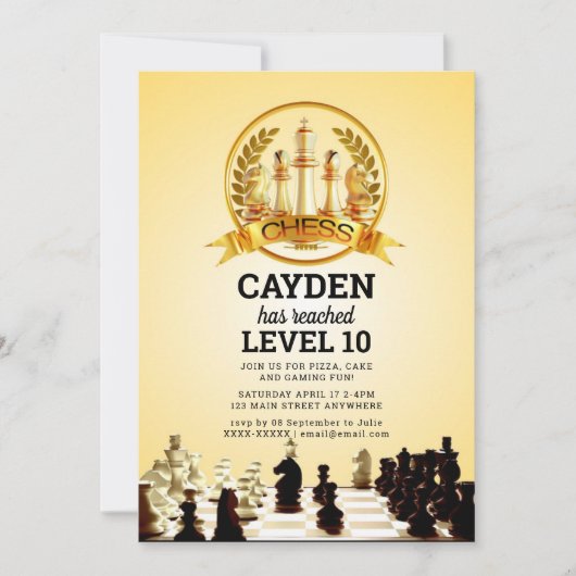 チェスゲームレベルアップゲーマー誕生日招待状 招待状 (正面)