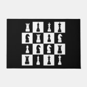 チェスゲーム姿白黒の装飾パターン ドアマット (正面)