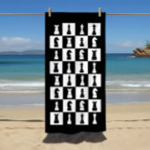 チェスゲーム姿白黒パターン ビーチタオル