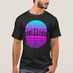 チェスゲーム駒チェスプレーヤーレトロヴィンテージ Tシャツ