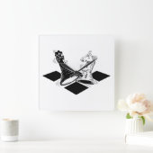 チェスゲーム スクエア壁時計 (ホーム)