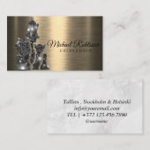 チェスコーチキングメタリックシルバーフェイクビジネスカー 名刺 (正面/裏面)