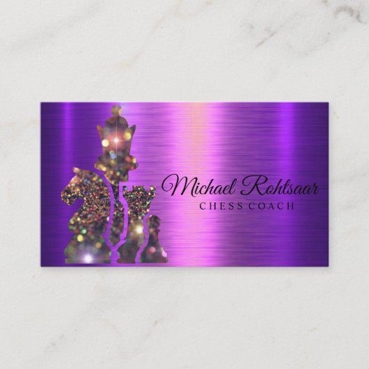 チェスコーチキングメタリックシルバーフェイクビジネスカー 名刺 (正面)