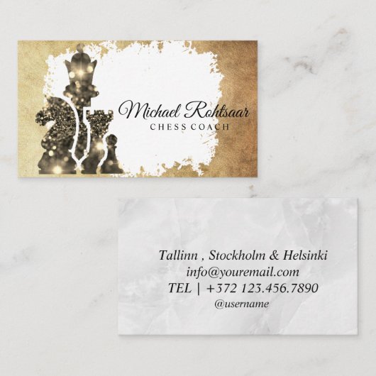 チェスコーチキングメタリック金ゴールド フェイク 名刺 (正面/裏面)