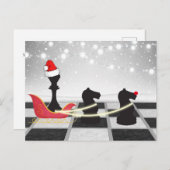 チェスサンタクロースとトナカイのクリスマス シーズンポストカード (正面/裏面)