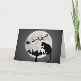 チェスサンタフルムーンキャットとマウスゲームのクリスマス シーズンカード