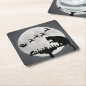 チェスサンタフルムーンキャットとマウスゲームのクリスマス スクエアペーパーコースター (アングル)