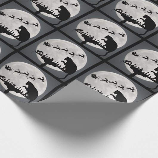 チェスサンタフルムーンキャットとマウスゲームのクリスマス ラッピングペーパー (角)