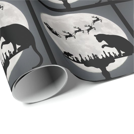 チェスサンタフルムーンキャットとマウスゲームのクリスマス ラッピングペーパー (ロールコーナー)