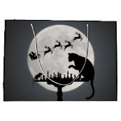 チェスサンタフルムーンキャットとマウスゲームのクリスマス ラージペーパーバッグ (裏面)