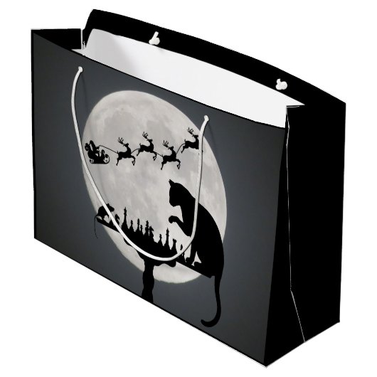 チェスサンタフルムーンキャットとマウスゲームのクリスマス ラージペーパーバッグ (裏面アングル)