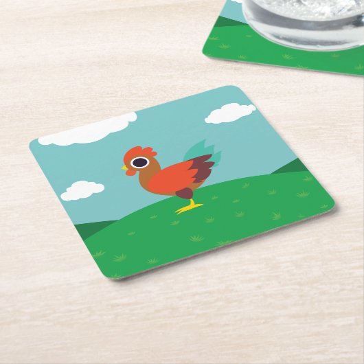 チェスターオンドリ スクエアペーパーコースター (アングル)