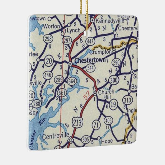 チェスタータウンMDヴィンテージマップ セラミックオーナメント (右)