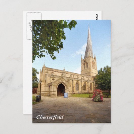 チェスターフィールドの曲がった尖塔 ポストカード (正面/裏面)