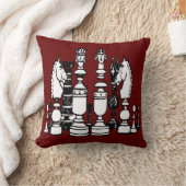 チェスデコール枕白黒赤枕 クッション (ブランケット)
