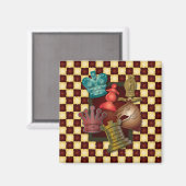 チェスデザインキングクイーンナイトビショップポーン マグネット (正面/裏面)