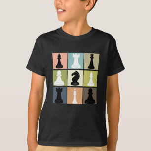 チェスデザイン用チェスボード付きチェスプレーヤ Tシャツ