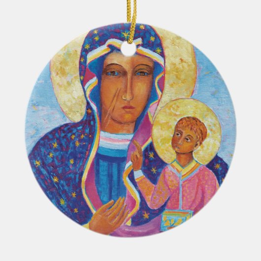 チェストチョワの我々の女性ブラックマドンナポーランド セラミックオーナメント (正面)