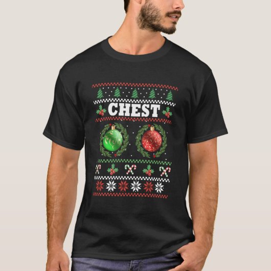 チェストナッツのクリスマス醜いマッチングカップル栗 Tシャツ (正面)