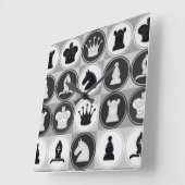 チェスパターン スクエア壁時計 (傾斜)