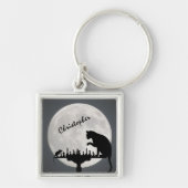 チェスパーソナライズされたの満月の猫とマウスゲーム キーホルダー (正面)