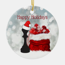 チェスパーソナライズされた冬雪サンタクリスマス セラミックオーナメント