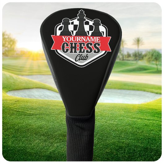 チェスパーソナライズされた選手クラブのチェックメイト ゴルフヘッドカバー