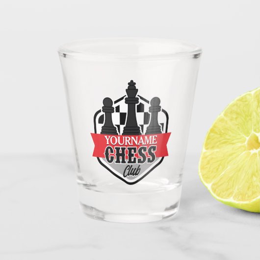 チェスパーソナライズされた選手クラブのチェックメイト ショットグラス (正面)