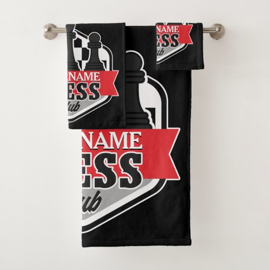 チェスパーソナライズされた選手クラブのチェックメイト バスタオルセット (インサイチュ)