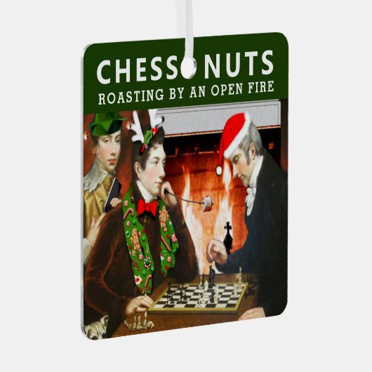 チェスプレーヤーのホリデーギフト メタルオーナメント (正面右)