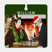 チェスプレーヤーのホリデーギフト メタルオーナメント (裏面)