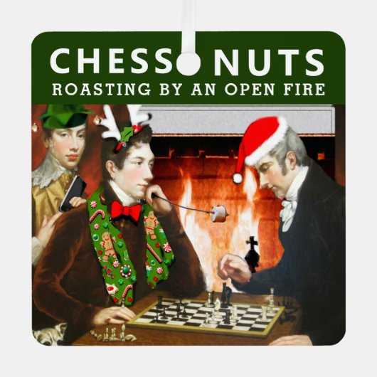 チェスプレーヤーのホリデーギフト メタルオーナメント (正面)