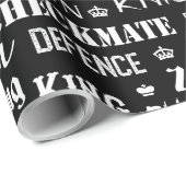 チェスプレーヤーのモノクロボードゲームフレーズ ラッピングペーパー (ロールコーナー)