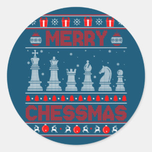 チェスプレーヤーチェッメリーセマスクリスマス醜いセーター ラウンドシール