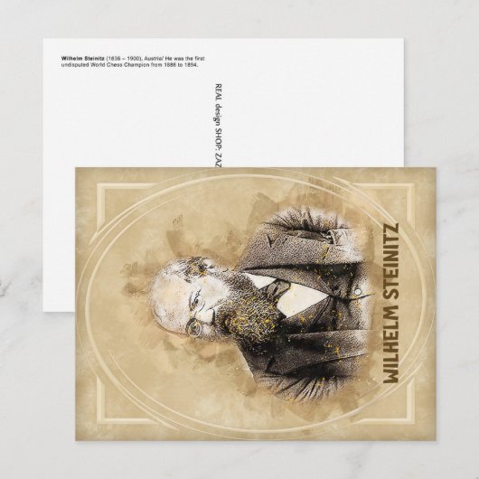チェスプレーヤー、ウィルヘルム・ステイニッツ ポストカード (正面/裏面)