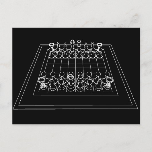 チェスボードとチェス駒: ポストカード (正面)