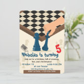 チェスボードの誕生日パーティー招待ゲームナイト 招待状 (スタンド正面)