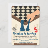 チェスボードの誕生日パーティー招待ゲームナイト 招待状 (正面)