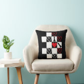 チェスボードハートヴァレンティーンズデイB&W装飾用クッション クッション (椅子)