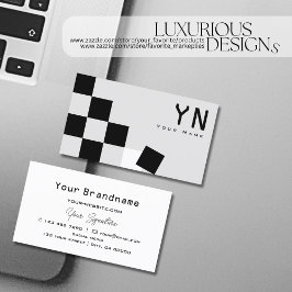 チェスボードブラックライトグレー(モノグラム付モダン) 名刺