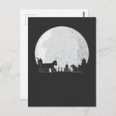 チェスボードプレーヤー猫マウス満月 ポストカード (正面/裏面)