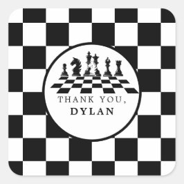 チェスボード&ピースゲームナイトハッピーバースデー スクエアシール