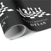 チェスボード&ピースゲームナイトブラック誕生日 ラッピングペーパー (ロールコーナー)