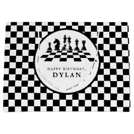 チェスボード&ピースゲーム夜ありがとう誕生日 ラージペーパーバッグ